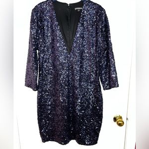 Navy blue Sequin Mini Dress by Express